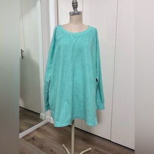 Danskin Now Woman’s Aqua Fleece Pullover Sweatshirt Cozy Lounge Lightweight 3X